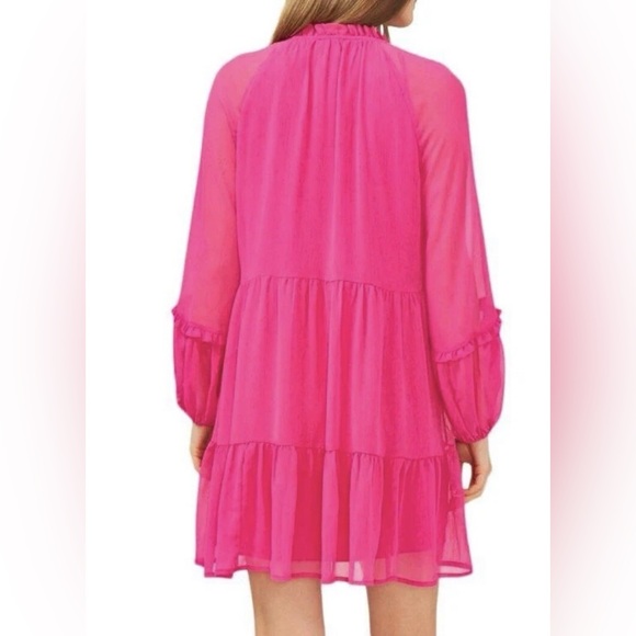 Vince Camuto Hot Pink Layered Long Sleeve Dress Size XXL - Picture 3 of 9